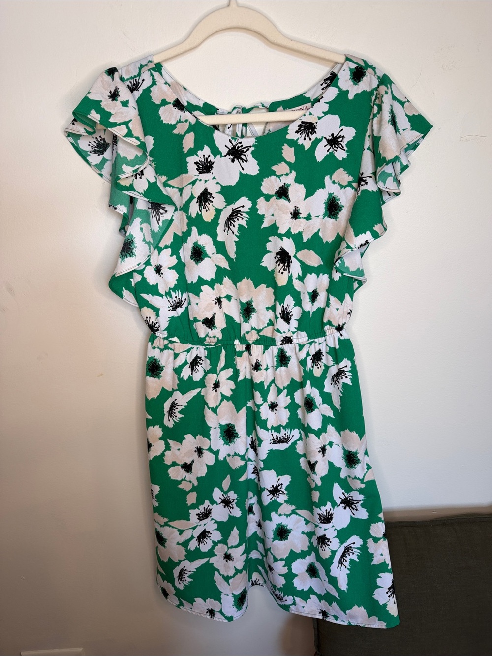 Merona Green & White Floral Midi Dress